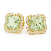 一 Gemstone Flower Earring Green Quartz