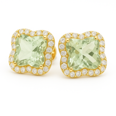 一 Gemstone Flower Earring Green Quartz