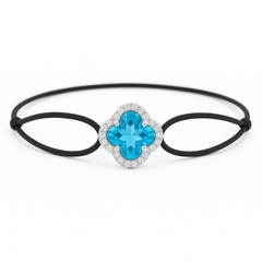 一 Gemstone Flower Diamonds Blue Topaz