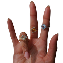 一 Gemstone Flower Ring Blue Topaz