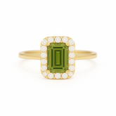 一 Gemstone Classic Ring Olive Quartz Yellow Gold