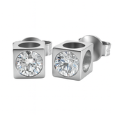 一 Cube Diamond Earring white gold
