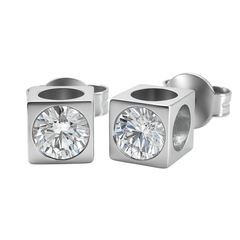 一 Cube Diamond Earring white gold