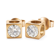 一 Cube Diamond Earring yellow gold