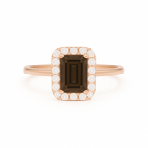 一 Gemstone Classic Ring Smoky Quartz Rose Gold