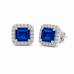 一 Gemstone Classic Earring Blue Sapphire White Gold