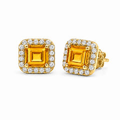 一 Gemstone Classic Earring Citrine Yellow Gold