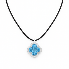 一 Gemstone Flower Necklace Blue Topaz