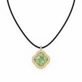 一 Gemstone Flower Necklace Green Quartz