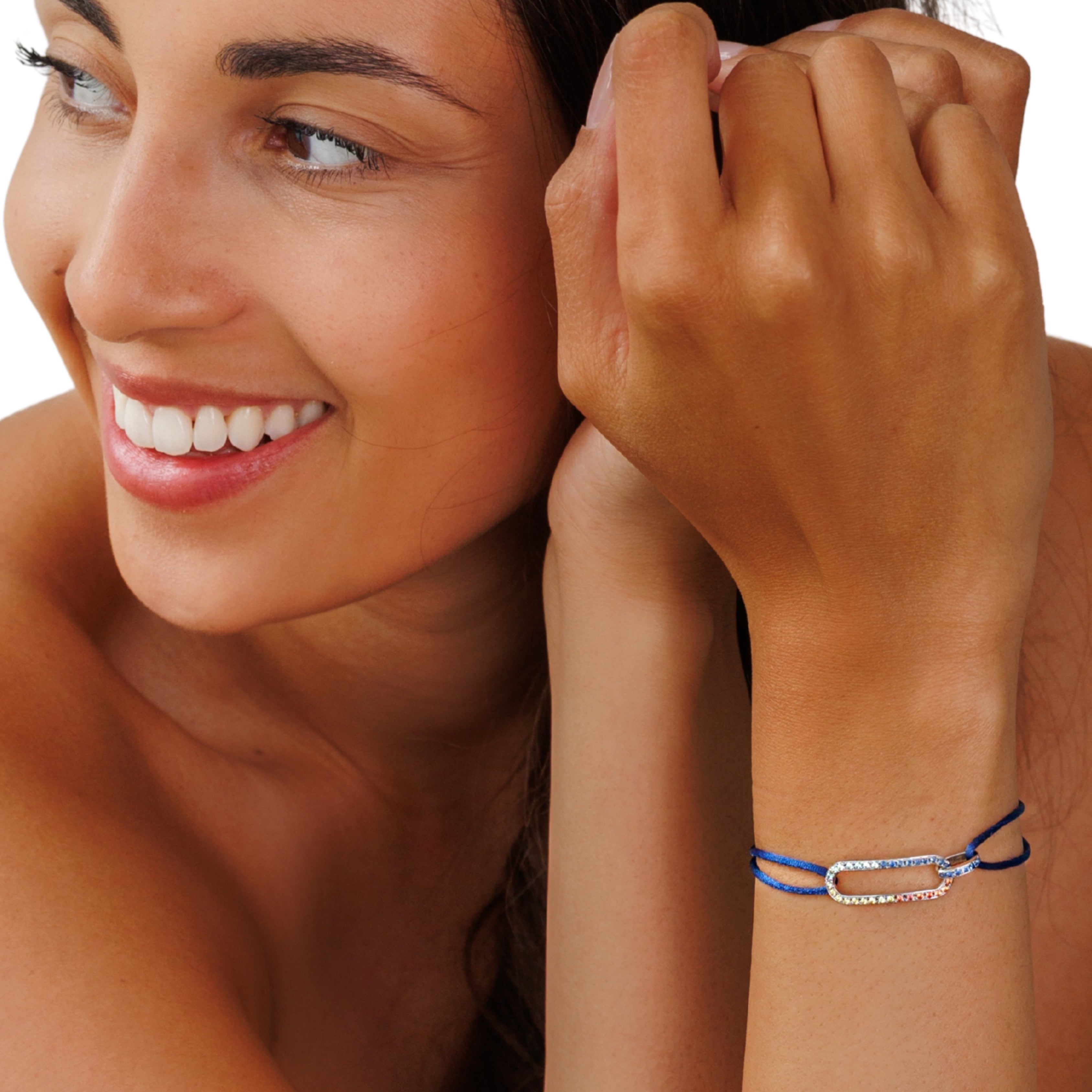 - DOUBLE OVAL gemstone pavé sapphire white gold