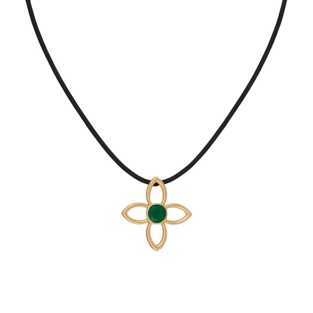 一 Clover 3D Gemstone Necklace