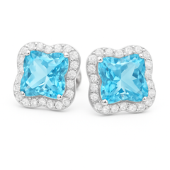 一 Earring Flower Blue Topaz