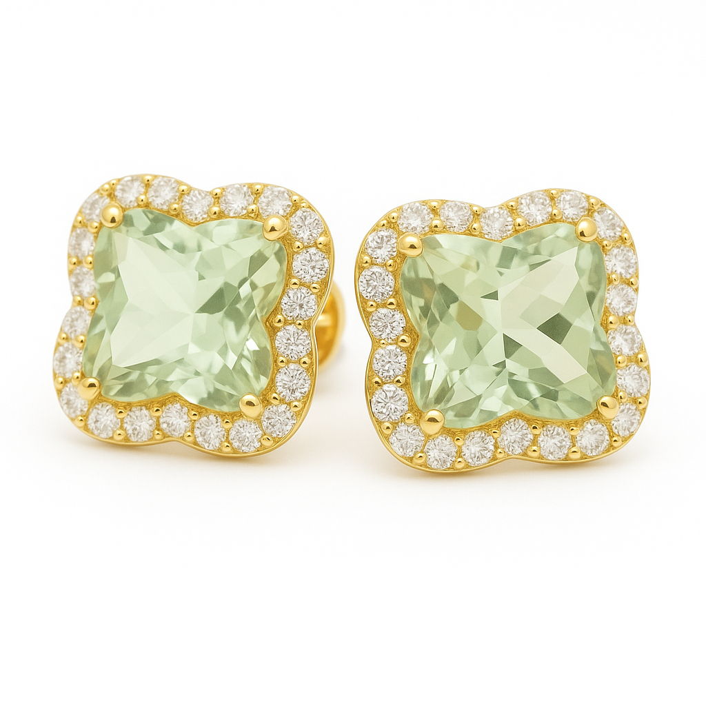 - Earring Flower Green Quartz