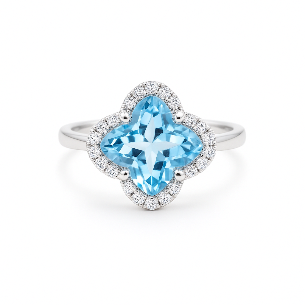 一 Ring Flower Blue Topaz