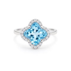 一 Ring Flower Blue Topaz