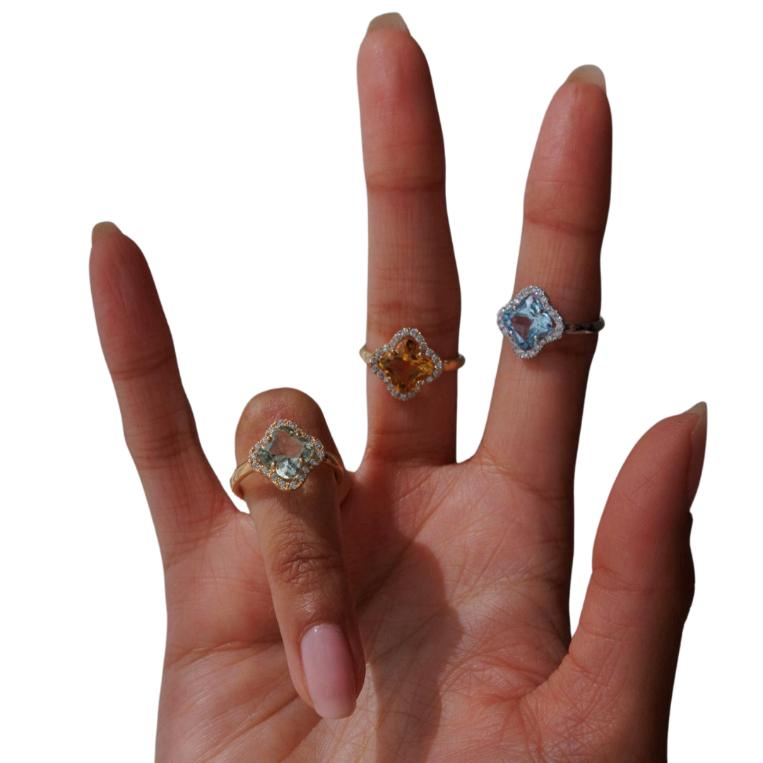 - Ring Flower Green Quartz