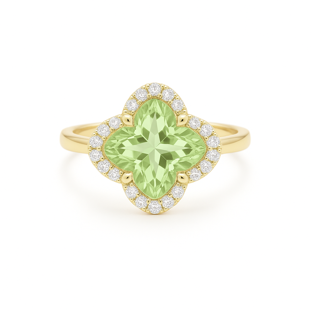 - Ring Flower Green Quartz