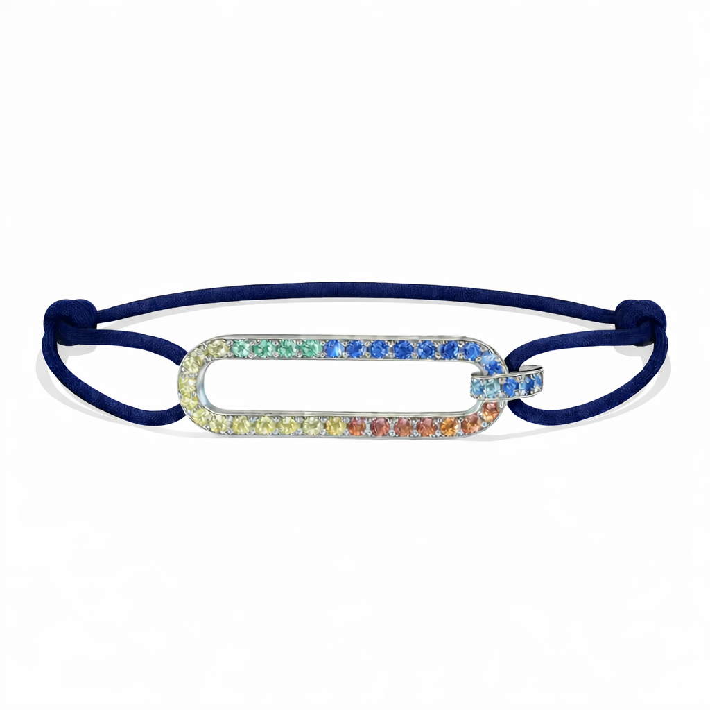- DOUBLE OVAL gemstone pavé sapphire white gold