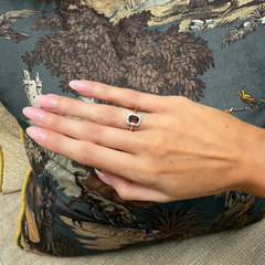 一'Ring Emerald-Cut' Smoky Quartz Rose Gold