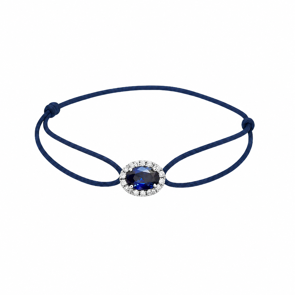 一 Gemstone Classic 'Blue Sapphire' Diamond White Gold