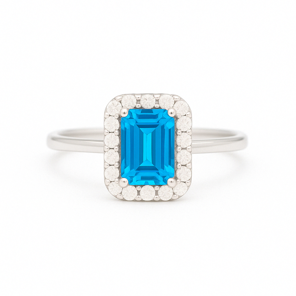 一 Gemstone Classic Ring Blue Topaz