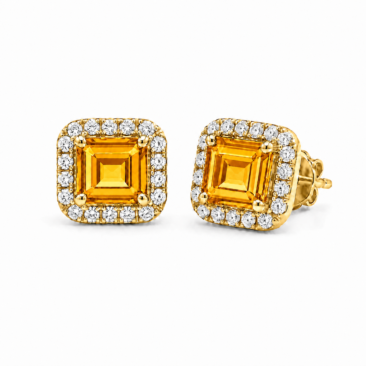 一 Gemstone Classic Earring Citrine Yellow Gold