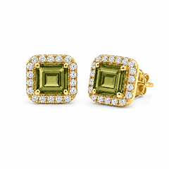 一 Gemstone Classic Earring Olive Quartz Yellow Gold