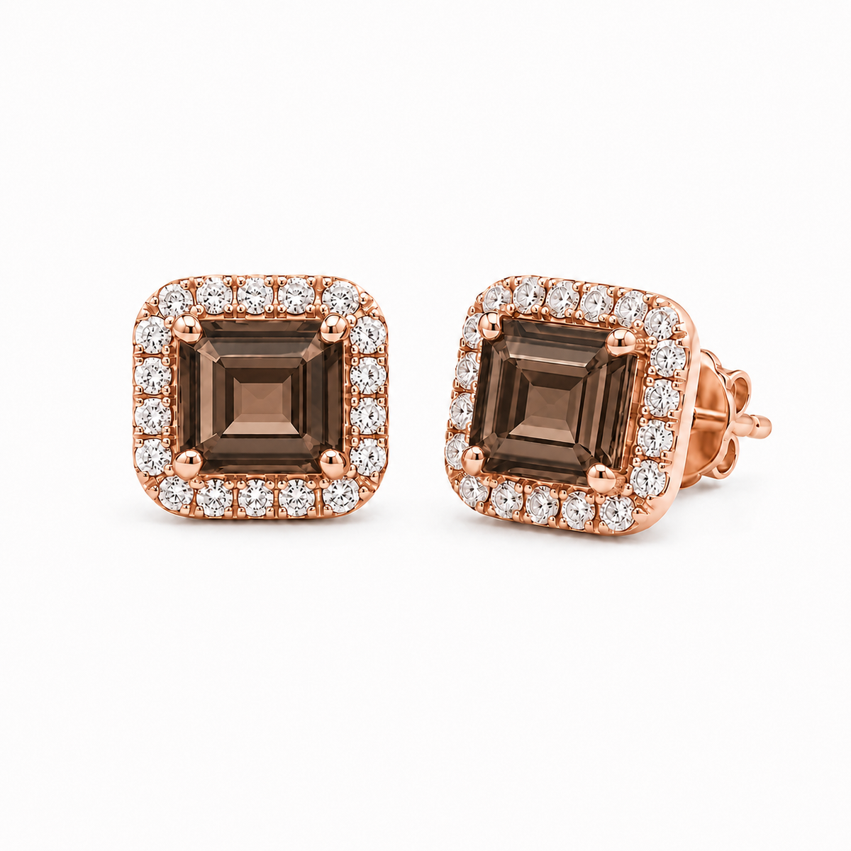 一 Gemstone Classic Earring Smoky Quartz Rose Gold