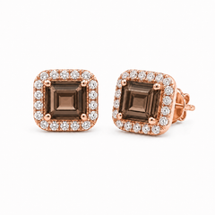 一 Gemstone Classic Earring Smoky Quartz Rose Gold