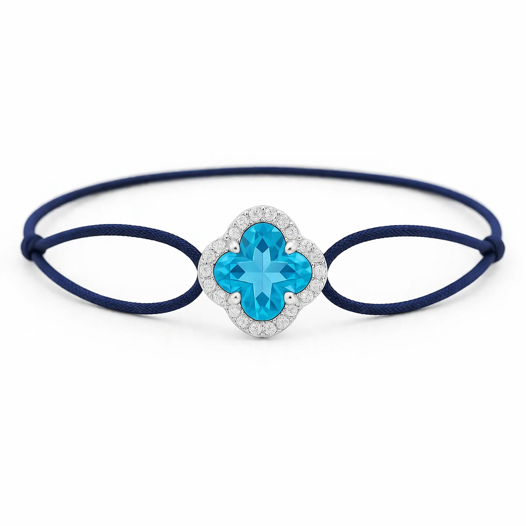 一 Gemstone Flower Diamonds Blue Topaz