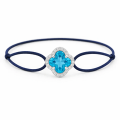 一 Gemstone Flower Diamonds Blue Topaz
