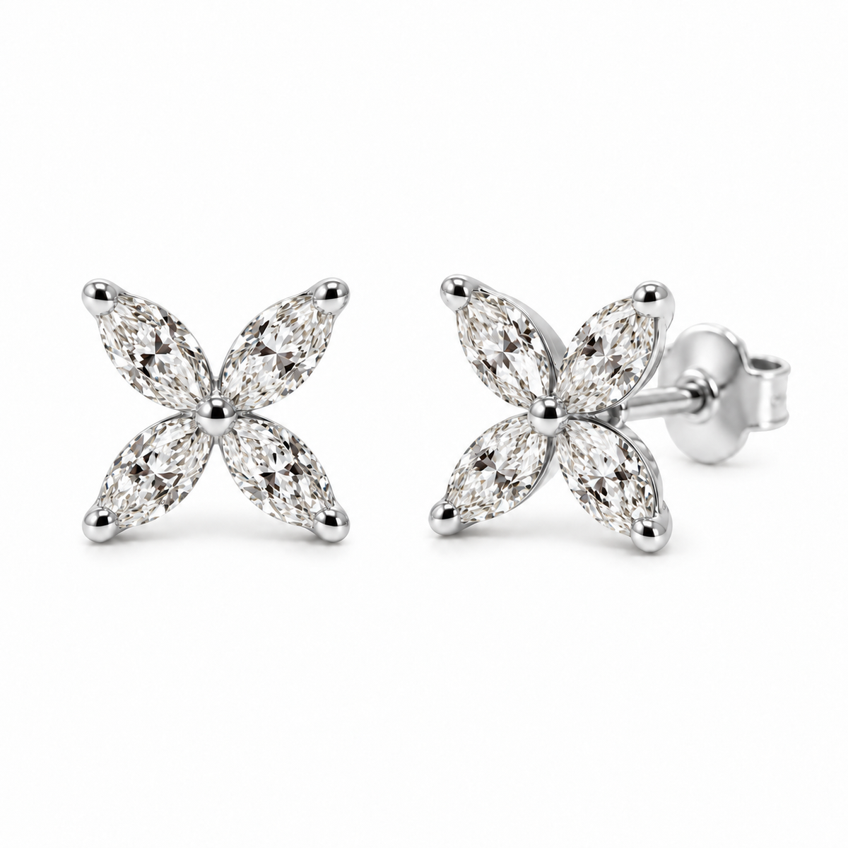 一 MARQUISE Diamond Earring white gold