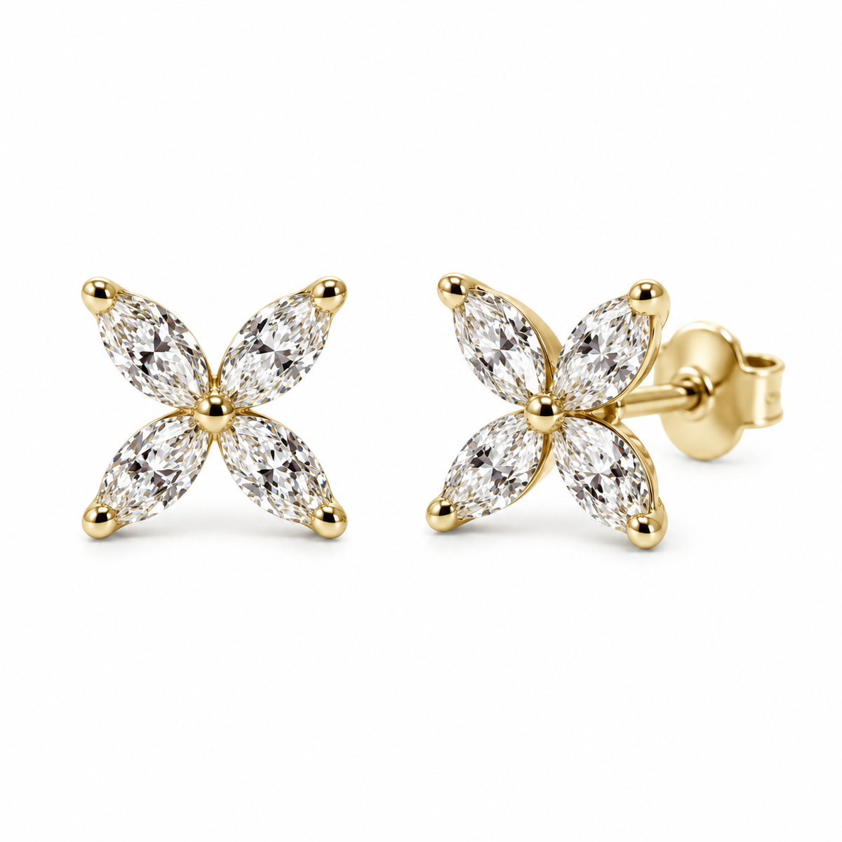 一 MARQUISE Diamond Earring yellow gold