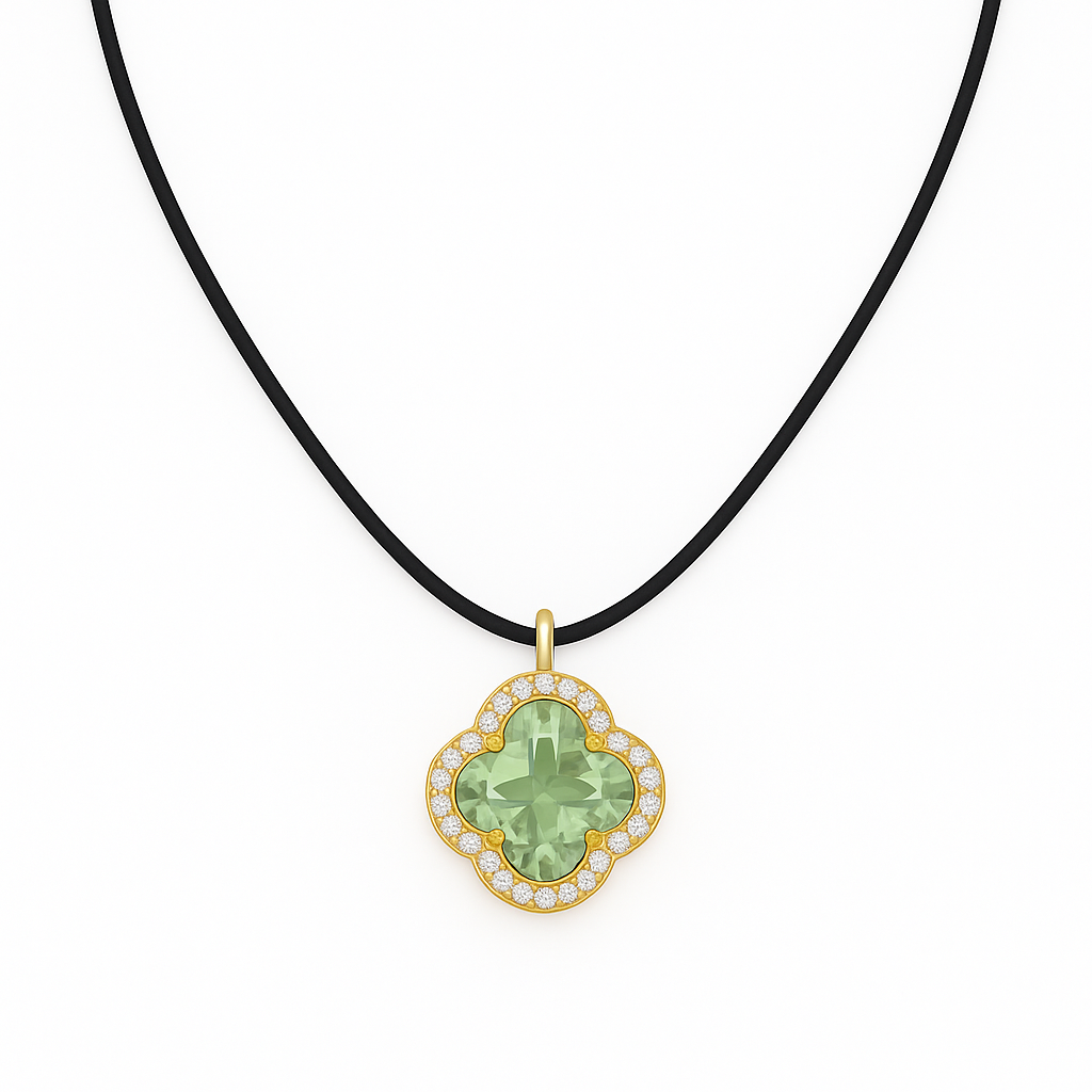 一 Necklace Flower Green Quartz
